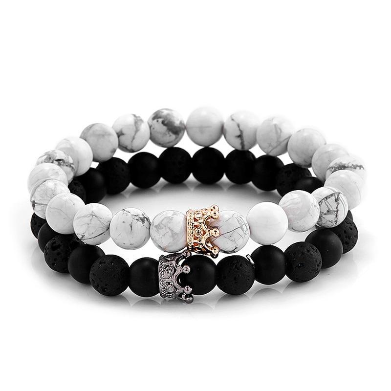 Black White Stone Distance Bracelets