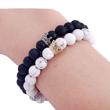 Load image into Gallery viewer, Black White Stone Distance Bracelets